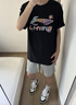 李宁速干T恤丨抗菌圆领短袖T恤男子夏季户外印花休闲宽松运动上衣 【图案LOGO印花】黑色745-1 M 实拍图