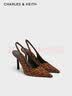 CHARLES&KEITH豹纹尖头气质包头凉鞋高跟鞋生日礼物送女友CK1-60280451 ANIMAL PRINT BROWN棕色/深棕色 36 （230） 实拍图