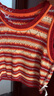 伊芙丽圆领彩色条纹间色镂空针织背心女春秋装新款内搭休闲毛衫 红色 M 160/85CM 实拍图
