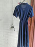 Navigare意大利小帆船短袖连衣裙女士夏季V领修身裙子时尚棉感针织长裙女 藏青 L 码 实拍图