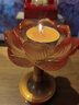 盛凡 莲花烛台酥油灯座 蜡烛台 供佛佛前供灯 水琉璃烛灯底座灯架供具 莲花琥珀款(高12.3厘米)中号/个 实拍图