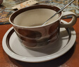 SUCCOHOMEWAREvintage中世纪复古风陶瓷咖啡杯 家用文艺中古风咖啡杯碟勺整套装 棕花咖啡(一杯一碟一勺) 实拍图