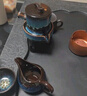 豪祥 紫砂懒人自动陶瓷茶壶冲茶器单个旋转石磨家用办公功夫茶具配件 黄釉双龙泡茶壶+茶海 实拍图