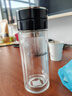 希诺双层玻璃杯男茶水分离杯高档泡茶杯子车载水杯XN-9338黑色 290mL 实拍图