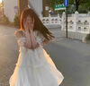 小野七天小个子连衣裙法式度假风露肩圆领温柔气质甜美初恋仙女风裙子 米白色 漏肩 M 实拍图
