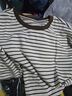 德玛纳【悠闲派】夏季简意复古条纹五分袖打底衫小个子宽松遮肉女式t恤 实拍图