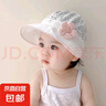 春夏季薄款婴儿帽子女宝宝时尚花朵渔夫帽婴幼儿童出游防晒遮阳帽 白色帽子-粉色花 建议年龄6~36个月（44~48cm） 实拍图