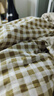 北欧风棋盘格裸睡亲肤被套单件水洗棉机洗斜纹加大单人被罩 浅咖格 180*220CM【单件被套】 实拍图