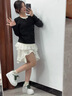 狄德拉小码真皮内增高小白鞋女2025春秋款厚底小个子百搭休闲运动松糕鞋 9cm白绿 (牛皮) 37 (235mm) 标准码 实拍图