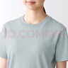 无印良品（MUJI） 女式 双罗纹编织 T恤 休闲百搭 短袖女夏季薄荷曼波风 浅绿色 2S XS 实拍图