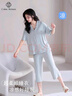 棉十三女士睡衣夏季薄款【莫代尔带胸垫】圆领短袖七分裤宽松家居服套装 实拍图