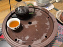 正扬紫砂茶盘托盘圆型手工小号功夫茶具套装办公茶台陶瓷干泡盘储水盘 14英寸紫砂双龙戏珠-紫色 实拍图