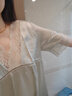 金三塔真丝睡衣女桑蚕丝蕾丝优雅短袖连衣裙睡裙居家服礼物 浅青瓷色 2XL 实拍图