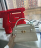 CHARLES&KEITH鳄鱼纹凯莉包手提斜挎婚包包女包生日礼物CK2-50270880-1 Ivory象牙色 S 实拍图
