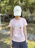 安踏LOGO短袖t恤 女夏季棉感显瘦休闲针织印花T恤透气运动上衣 【趣味大logo-小草莓】粒子粉 XL /女175 实拍图