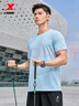 特步运动t恤短袖男夏装新款跑步速干衣薄款训练服半袖简约上衣polo衫 【跑步训练】碧空蓝0174 M 170 实拍图