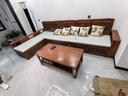 梓画实木沙发组合 中式金花梨木仿古典雕花贵妃转角客厅全套家具8009# 四位+贵妃踏+茶几(带抽)+方几 储物海绵款【T级花梨木】棉麻布套 实拍图