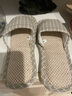 回力拖鞋男女款亚麻凉拖情侣居家休闲轻盈透气吸汗厚底耐磨地板拖 经典网格款HL1036浅咖色36码一37码 实拍图