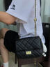 奥康（Aokang）包包女款2025年牛皮女士单肩包大容量菱格链条斜挎包小方包 黑色 实拍图
