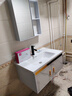 浴室柜陶瓷一体盆洗手盆柜组合卫生间洗脸盆厕所卫浴洗漱台面盆柜 80cm*48cm【白石纹吊柜】 浴室柜+镜柜【全套配件】 实拍图