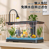 阔庭（KUOTING）鱼缸水族箱生态桌面鱼缸新款懒人鱼缸生态造景过滤制氧一体机黑色 实拍图
