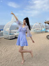 津炳胜泳衣女夏季性感连体仙气游泳衣遮肚显瘦海边度假防晒套装大码泳装 蓝紫色泳衣【罩衫+泳衣+底裤】 均码 【建议75-120斤】 实拍图