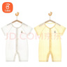 贝瑞加（Babyprints）婴儿衣服2件装新生儿连体衣短袖宝宝哈衣纯棉薄款爬服 粉黄80 实拍图