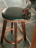 木普森实木碳化吧台椅美式旋转酒吧椅前台高脚椅子创意高脚吧台凳子家用 73cm 碳化架 带麻绳 墨绿皮 实拍图