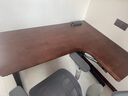 木藝生转角双电机电动升降电脑桌家用办公双人L型桌子工作台拐角书桌 双电2节插排右拐角3cm实木胡桃色 1.4*1.1M(升级加强版收纳横梁) 实拍图