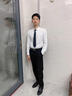 红蜻蜓衬衫西裤套装男商务正装两件套上班面试毕业答辩职业装伴郎服 白长袖衬衫+黑西裤【套装】 2XL 实拍图