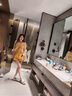 羽雅曼连体泳衣女泡温泉带罩衫两件套裙式保守遮肚显瘦防晒沙滩度假 黄色带罩衫 均码 实拍图