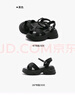 骆驼（CAMEL）休闲凉鞋女时尚百搭满钻麻花带搭扣高跟凉鞋 L25M007040 黑色 35  实拍图
