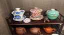栖草院（QICAOYUAN）茶杯架子桌面置物架茶台小博古架茶具摆件茶叶罐中式展示收纳架 40长古味杯架双层 实拍图