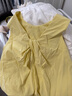 三彩2025夏季新款扭结小衫V领设计感无袖上衣宽松小清新M 柠檬黄 M 160/84A 实拍图
