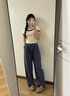 浪莎格子裤女夏季2025新款高腰慵懒风宽松直筒遛弯休闲阔腿裤 实拍图