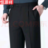 恒源祥厚款羊毛西裤男 秋冬季中老年商务休闲免烫防皱直筒宽松西装长裤 黑色【双褶舒适款】 35 (2.8尺腰围) 实拍图