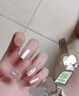 焕采手工穿戴甲2025新款裸色冰透猫眼碎钻高级中长椭圆显白美甲贴 叶落知秋24/30片（含xs，s，m） 工具包款 实拍图