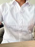 佐马仕短袖衬衫女夏季纯白免烫抗皱衬衫职业装冰丝修身商务正装衬衣女 DV2659V领白色隐条纹 2XL /38（115-125斤） 实拍图