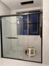 不锈钢淋浴房隔断定制一字型简易干湿分离卫生间移门整体浴室玻璃 【升级版】304不锈钢雅白-包安装 8mm钢化-送货上门包安装 实拍图