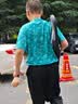 ASK JUNIOR男童短袖T恤夏季儿童不规则条纹中大童速干打底衫上衣童装 绿色 实拍图
