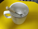 传旗陶瓷马克杯带勺盖咖啡杯牛奶杯早餐杯办公杯男女茶杯描金白350ml 实拍图