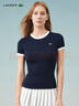 LACOSTE法国鳄鱼女装25春夏新款拼色纯棉修身舒适短袖T恤|TF2432 HHW/藏青色/白色拼色 L 40 实拍图