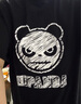 HI PANDA你好熊猫短袖T恤男美式高街痞帅个性夏季舒适透气重磅纯棉五分袖 【100%纯棉】-黑#JDP熊猫粉笔 L 实拍图