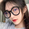 鹿珊伍眼镜女黑框早八素颜神器近视镜复古大框黑色圆框显白经典平光镜 眼镜0款【黑色】 实拍图