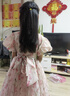 粉笔末端童装女童连衣裙夏季儿童公主裙洋气女孩表演裙子中大童夏装碎花裙 粉红色 130 实拍图