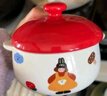 onlycook双耳陶瓷碗 带盖蒸蛋碗炖盅 儿童辅食燕窝蒸盅煲汤小汤盅 红色 实拍图