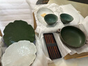 九土日式手工花形陶瓷菜盘子花边西餐盘意面盘果盘餐具异形家用大创意 墨绿色 大号 实拍图