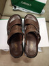 卡帝乐鳄鱼（CARTELO）夏季真皮男士凉鞋真牛皮休闲沙滩鞋皮凉鞋男软底防滑中年人爸爸鞋 棕色 39 实拍图