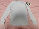 安德玛（Under Armour）童装儿童运动速干衣服透气男童长袖T恤休闲圆领上衣 浅灰色 150 实拍图