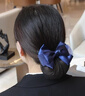阿表妹 职业头花发网头花网兜发套发夹空姐护士银行酒店盘发蝴蝶结饰品 蓝色两结细网 实拍图